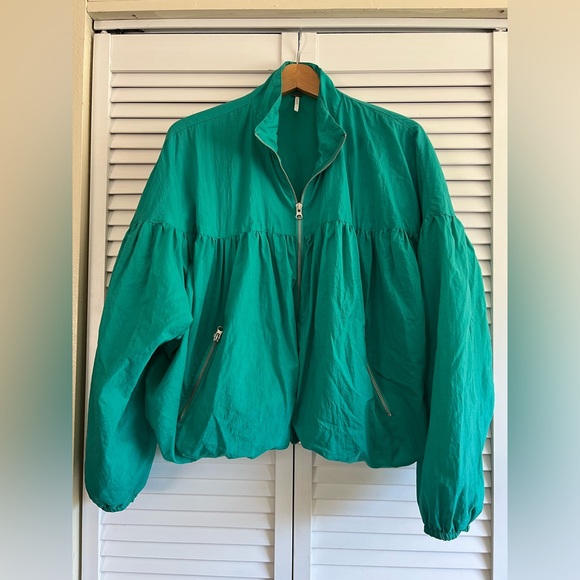 Free People Now Or Never Balloon Sleeve Bomber Windbreaker Light Jacket - Picture 3 of 9